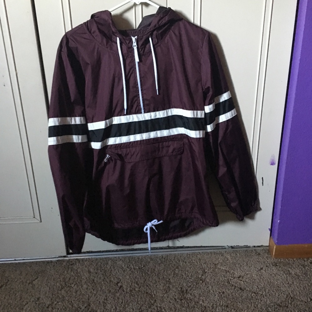 Burgundy zine. Half zipped